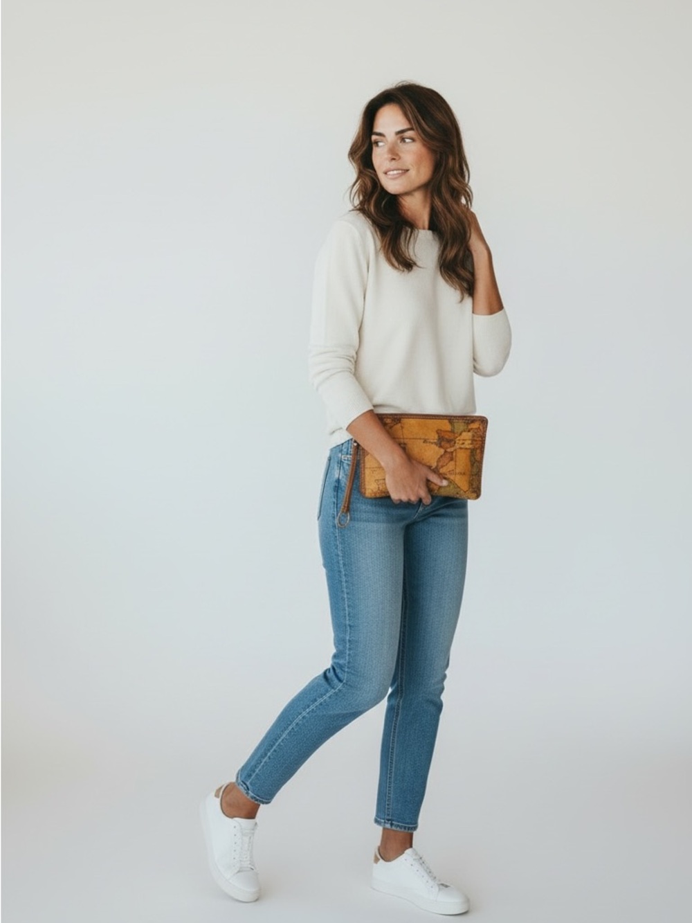 Alvaro Martini Classic Geo Map Print Zip Clutch